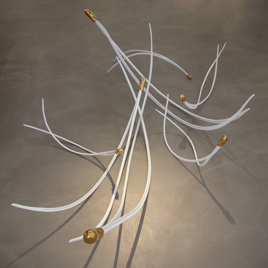 Prasto, Pine Needles©, 2015; Iron, car paint, ceramic, lead, variable sizes