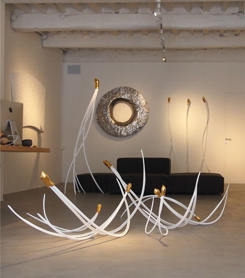 Prasto, Pine Needles©, 2015; Iron, car paint, ceramic, lead, variable sizes