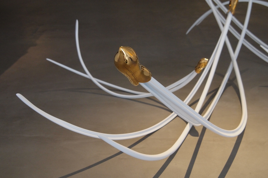 Prasto, Pine Needles©, 2015; Iron, car paint, ceramic, lead, variable sizes